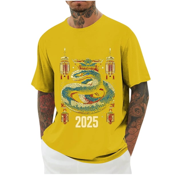 Mens Camisas de Manga Corta Impresión Casual Deportes Cuello Redondo Blusa, Poliéster Ligero para la Primavera Verano Al Aire Libre Uso Diario