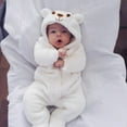 thumbnail image 6 of GYRATEDREAM Newborn Baby Jumpsuit Girls Boys Hooded Fleece Rompers Long Sleeve Outwear Outfits, White 9-12 Months, 6 of 12