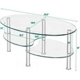 thumbnail image 3 of HYJY Oval 3 Tier Tempered Glass Coffee Table Small Modern Center Table for Home Office,Living Room,Small Spaces, 3 of 7