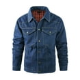 thumbnail image 2 of Aloohaidyvio Winter Jackets for Men Big and Tall,Men's Denim Shirt Jacket Plaid Flannel Lined Shacket Casual Lightweight Trucker Cargo Coat, 2 of 6