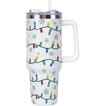 Christmas Tumbler with Handle and Straw Lid 40 oz,Cute Christmas Gifts for Women Xmas Lights Snowflakes Vacuum Insulated Leak Proof Tumbler,Winter Holiday Accessories Stainless Steel Coffee Cup Mug