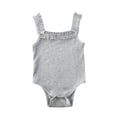 thumbnail image 1 of Newborn Baby Girl Suspenders Jumpsuit, Sleeveless Ruffle Knitted Casual Romper, 1 of 7
