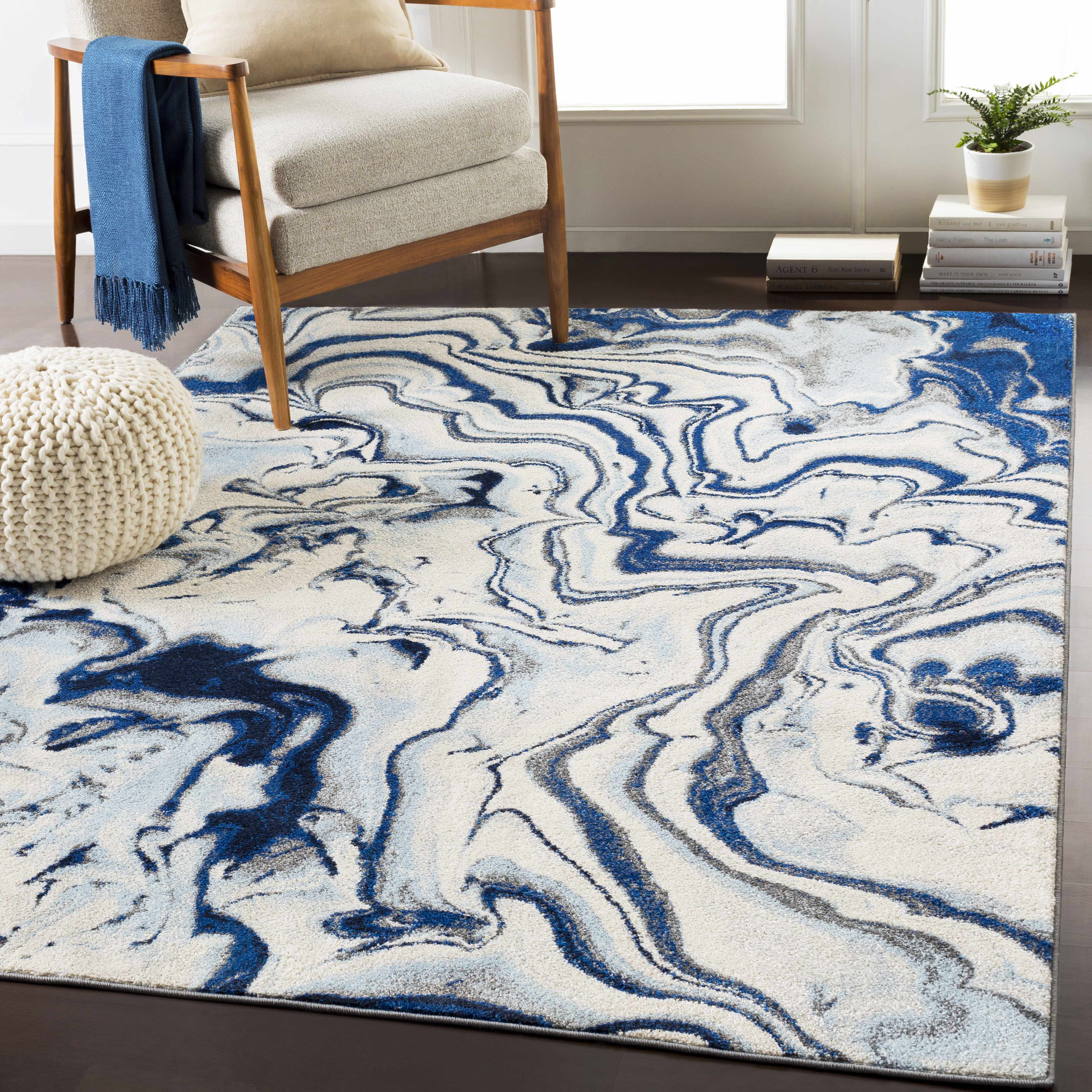 Blue Transitional Rug Small Large Abstract Living Room Rugs Ombre Hall Runners 