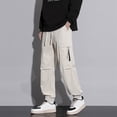 thumbnail image 2 of YUELONGHU Adult Men Casual Pants Mens Casual Pants Stretch Waist Mens Cargo Pants Ide Pockets Hop Joggers Japanese Streetwear Trousers Overalls Trend Pants, 2 of 7
