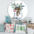 thumbnail image 2 of Designart 'Merry Christmas Bouquet In Transparant Jar' Traditional Circle Metal Wall Art 36x36 - Disc of 36, 2 of 5