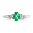 thumbnail image 5 of 14K White Gold Ring Band with Stones (05) May Emerald Oval Green Diamond Round, 5 of 5