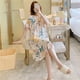 thumbnail image 5 of Camisón de verano de manga corta, pijama de seda de algodón para mujer, ropa de casa, vestido de seda de algodón suelto, suave y fresco, de talla grande, 5 of 6