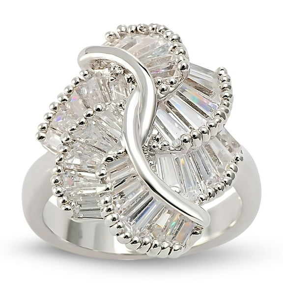 Jill Statement Ring Womens Baguette Cut White Gold Plated Ginger Lyne Collection