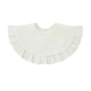 Baby Gauze Feeding Drool Bib Ruffle Solid Infants Saliva Towel Soft Cotton Burp Cloth For Toddler Kids Bibs Korean Style New WHITE