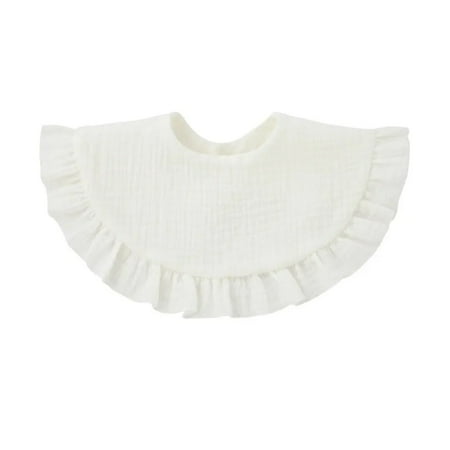 Baby Gauze Feeding Drool Bib Ruffle Solid Infants Saliva Towel Soft Cotton Burp Cloth For Toddler Kids Bibs Korean Style New WHITE