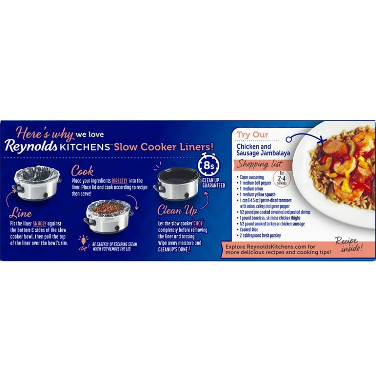 Reynolds Kitchens Slow Cooker Liners, Fast and Easy Cleanup, Small Size