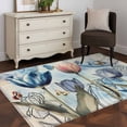 thumbnail image 4 of Blue Purple Tulip Area&nbsp;Rug 4x6ft Retro Watercolor Flower Leaf Butterfly Roman Clock Non-Slip&nbsp;Washable Square&nbsp;Rugs Soft Felt Indoor Floor Mat for Bedroom Kitchen Living Room Bathroom, 4 of 9