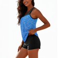 thumbnail image 7 of longantii Tankini Swimsuits for Women Two Piece Bathing Suits Fashion Printed Blouson Tank Tops Tummy Control Modest Swimsuits with High Waist Swim Shorts Tankini Swimwear Blue M, 7 of 7