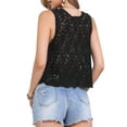 thumbnail image 3 of INSPIRE CHIC Women's Floral Crochet Hollow Out Sleeveless Open Front Vest Cardigan XL Black, 3 of 6