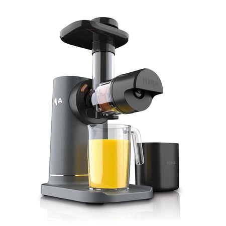 Ninja NeverClog Cold Press Juicer, 150W Slow Masticating Juicer with Pulp Control, 24 oz Juice Jug, 36 oz Pulp Container, Dishwasher Safe, Charcoal, JC151