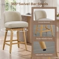 thumbnail image 2 of ReNest 26" Swivel Counter Height Bar Stools, Modern Upholstered Counter Stools with Back and Wood Legs for Kitchen Island & Home Bar, Sand Fabric, Set of 4, 2 of 13