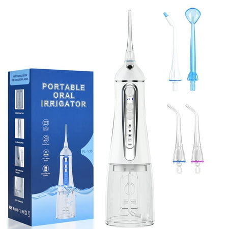 SUGIFT Water Flosser for Teeth 320ML Water Flossers Dental Oral Irrigator with DIY Mode 4 Jet Tips, IPX7 Waterproof,Portable for Home&Travel