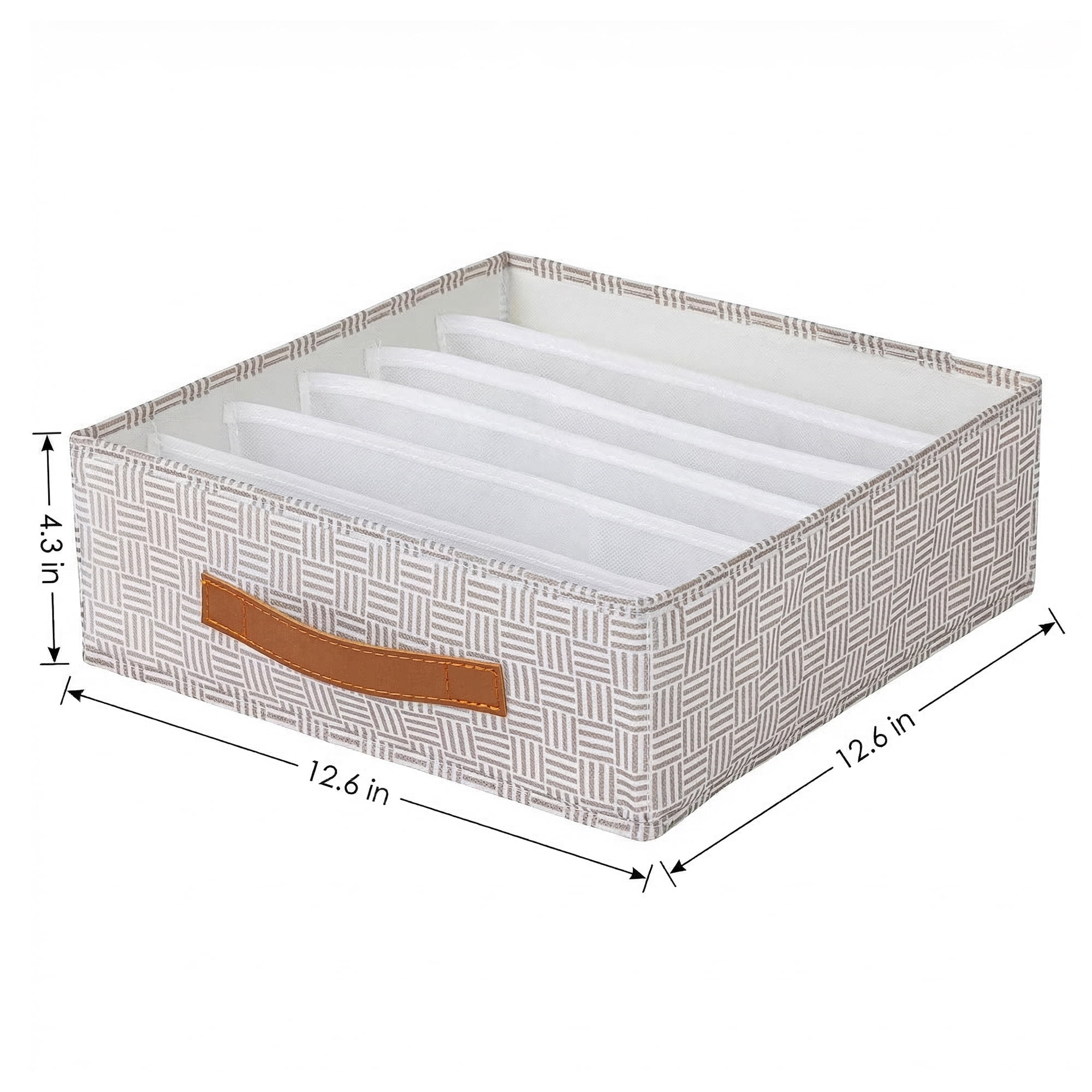 Unique Bargains Collapsible Fabric Storage Bin for Closet Light Coffee-6 grid