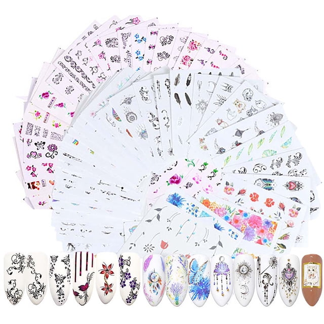 80 Sheets Nail Sticker Fashion Decorative Floral DIY Nail Art Sticker Nail Decal