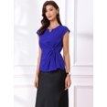 thumbnail image 4 of DARING DIVA Women's Peplum Tops Cap Sleeve Twist Front Top XS Royal Blue, 4 of 6