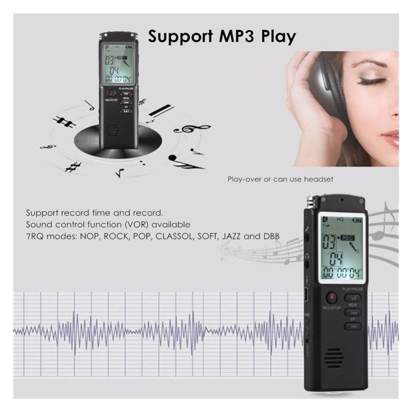 Voice Recorder USB Professional 96 Hours Dictaphone Digital Voice Recorder with Microphone ,Multi-Function
