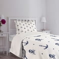 thumbnail image 3 of Ambesonne Ocean Quilted Bedspread Set 2 Pcs, Anchors and Skulls Bones, Twin Size, Navy Blue, 3 of 5