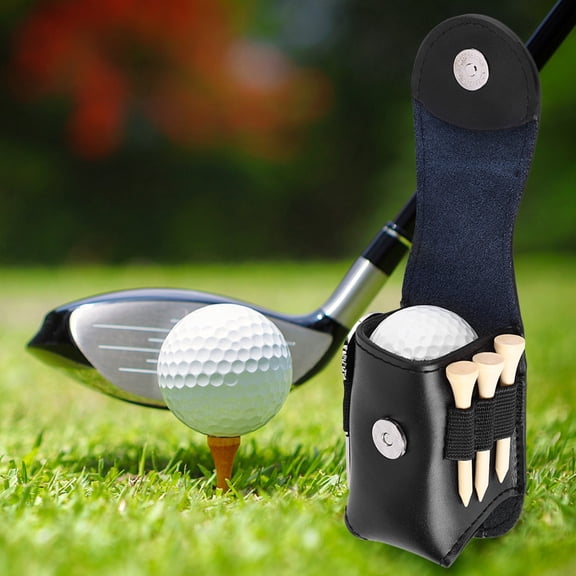 Golf Ball Bag Holder Clip Utility Pouch Sports Golfing Tackle Set with 2 Balls and 3 Tees, 3.9 x 2.0 x 2.2 inches / 10 x 5 x 5.5 cm