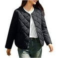 thumbnail image 3 of Nfurl Womens Lightweight Quilted Puffer Jackets Fall Winter Long Sleeve Snap Front Padded Coats Warm Petite Short Jacket Ladies Winter Coat Black XXL, 3 of 9