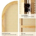 thumbnail image 4 of Room Dividers and Folding Privacy Screens, Pine Wood 5.6 Ft Double Hinged Rattan Partition Freestanding Wall Room Divider for Home - 3 Panels (Natural), 4 of 18
