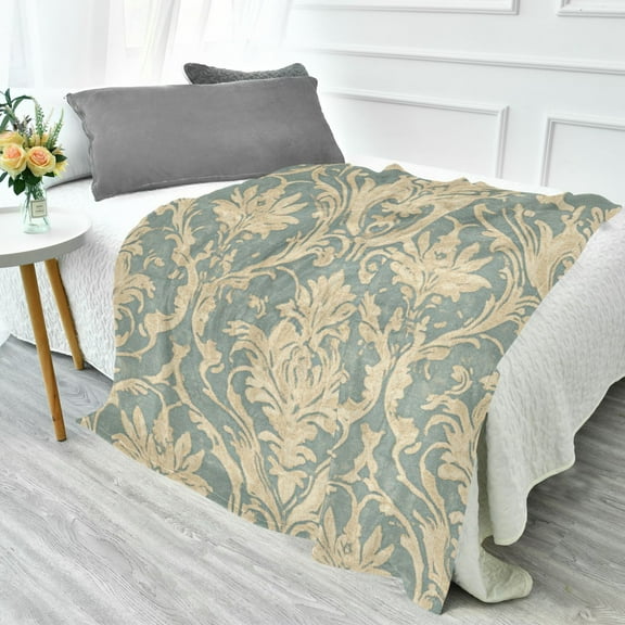 YAZAOO Travel Blanket Camping Blankets Fashion Classic Floral Motif in Soft Tones Patten