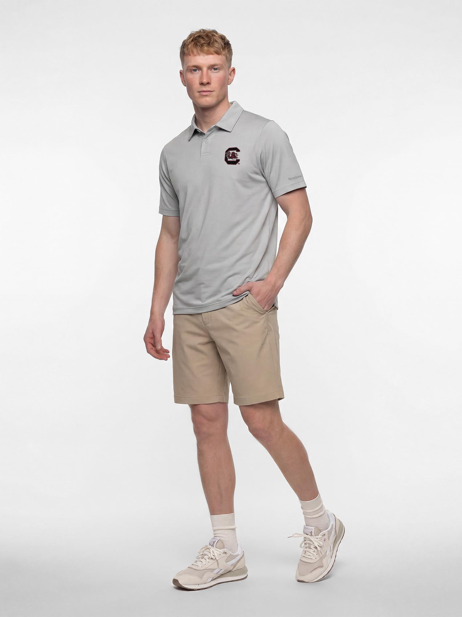 South Carolina Gamecocks Reebok Mens Gray Short Sleeve Polo Shirt