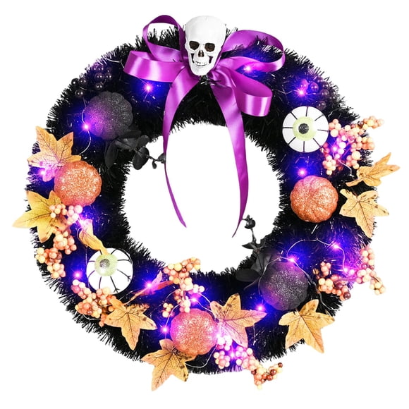 Puerta de Halloween Guirnalda Puerta Colgante 17.72 pulgadas Decorativo Feliz Halloween Temas Fiesta de miedo Guirnalda de Halloween Decoración de