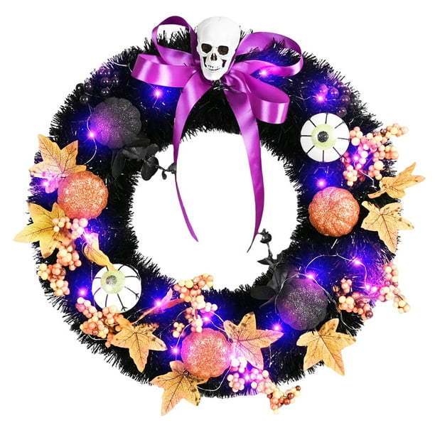 Puerta de Halloween Guirnalda Puerta Colgante 17.72 pulgadas Decorativo Feliz Halloween Temas Fiesta de miedo Guirnalda de Halloween Decoración de