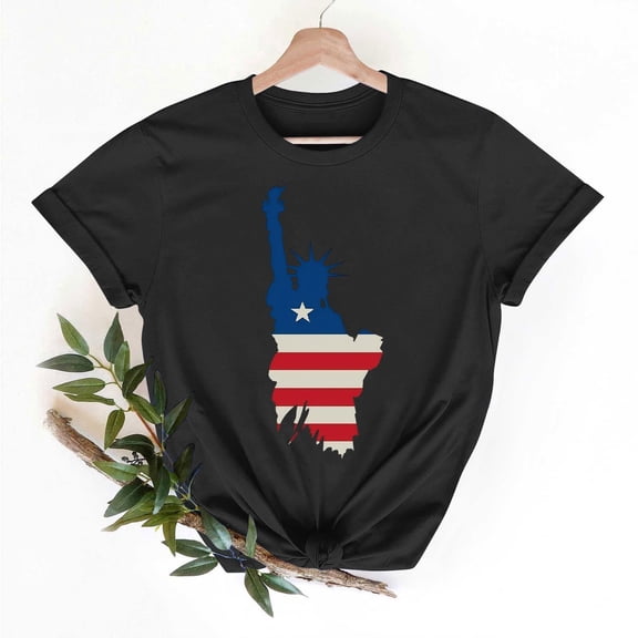 Busydd Tshirts Shirts for Women 4th of July American Flag Print Cotton T Shirts Independence Day Patriotic Graphic Tees Casual Summer Crewneck Short Sleeve Tops S
