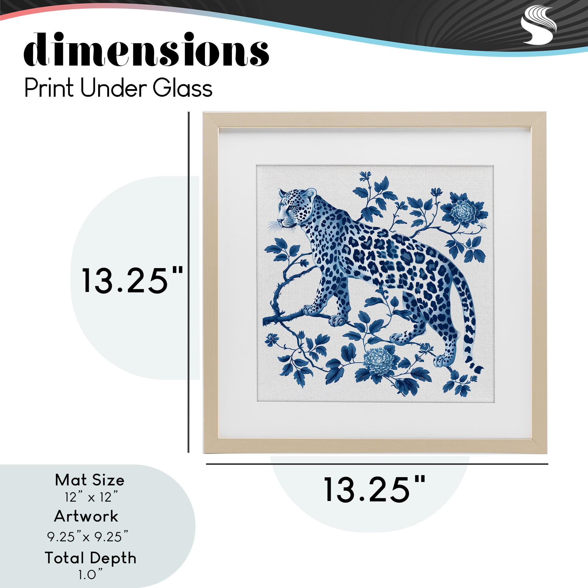 Traditional Ornate Floral Leopard Birch Framed Print Under Glass, design by Lettered and Lined