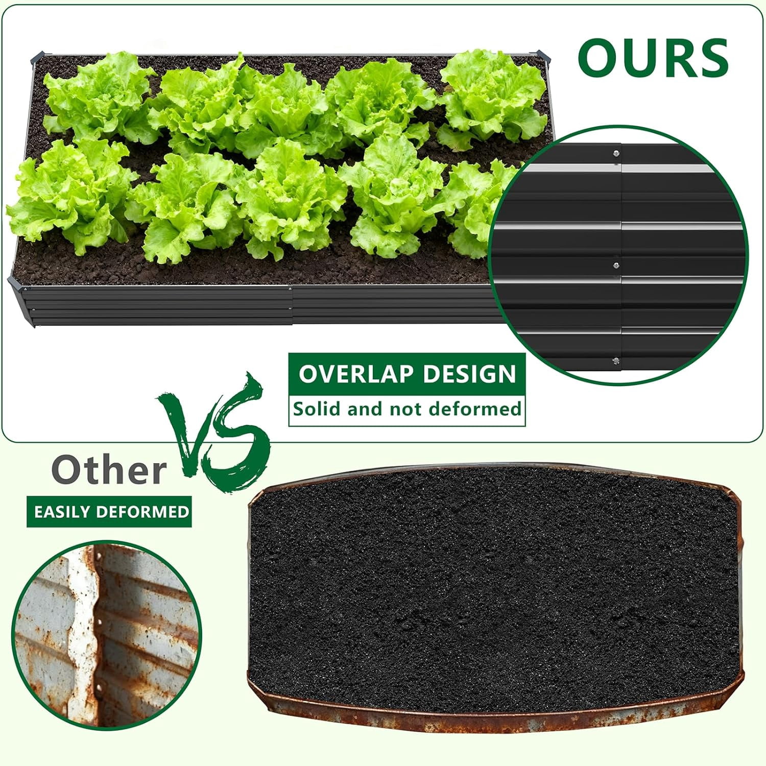 2 Pack 6x3x1FT Galvanized Raised Garden Beds Kit Outdoor Metal Gardening Planter Box for Vegetable Elevated Flower Herbs,Black