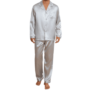 Onimisc Men's Satin Long Sleeve Pajama Set