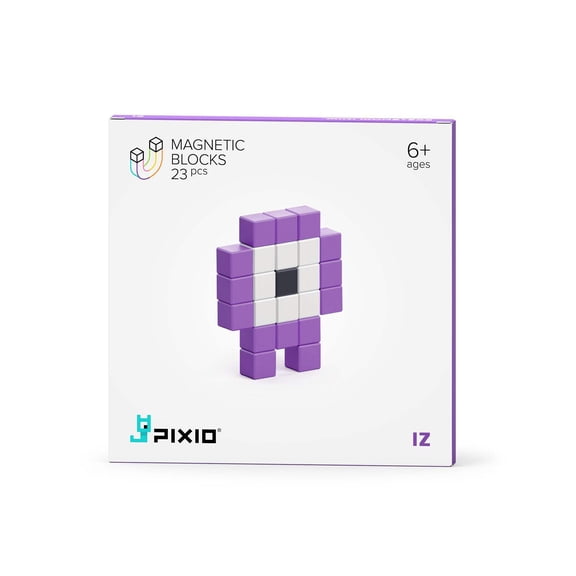 PIXIO Mini Monster Iz - 23 Magnetic Blocks in 3 Colors | Magnetic Building Toy & STEM Construction Set Free App