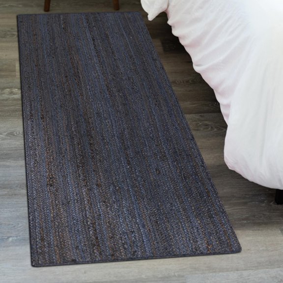 Unique Loom Braided Jute Collection Area Rug - Dhaka (2' 7" x 6' 1" Runner Navy Blue)