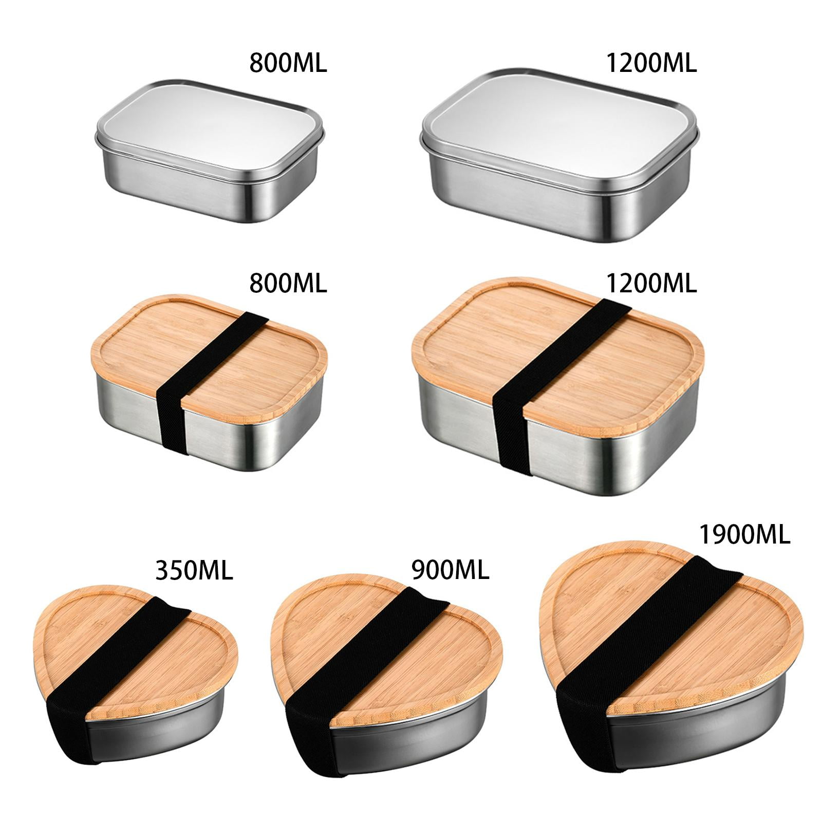 SDFGTstore Stainlesses Steel Lunch Box Portable Outdoor Picnics Camping Student Office Bentos Box with Wood Lid 5Style for Outdoor