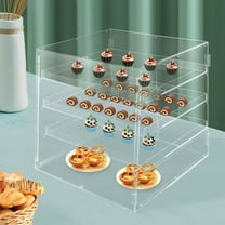 3-Tray Pastry Display Case, Countertop Acrylic Bakery Display Stand for Sweet Stores 18.7 X 17.71 X 17.71in