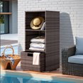 thumbnail image 7 of Homall Outdoor Rattan Storage Cabinet Patio Furniture Outside Vertical Storage Cabinet with Adjustable Shelves, Brown, 7 of 7