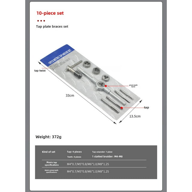 Kit d'Outils à Main en Acier Allié Métrique 10 Pcs : Comprend Clé à Molette, Support de Dée, Clé à Cliquet et Pinces – Ensemble Durable et Compact pour Réparations DIY, Projets de Quincaillerie et Usage Professionnel
