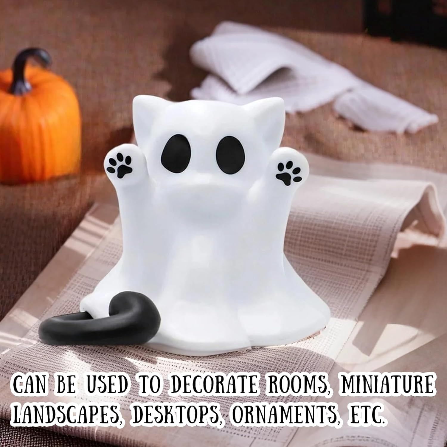 Glow-in-the-Dark Mini Ghost Figurine for Halloween Desk and Shelf Decor