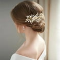 thumbnail image 4 of Flower Crystal Bride Wedding Hair Comb Hair Accessories with Pearl Bridal Side Combs Headpiece for Women Pack of 1(Silver), 4 of 4