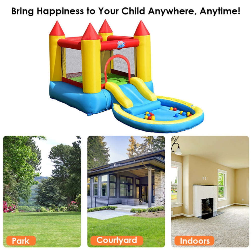 Aimee Lii Kids Inflatable Bounce House Castle with Balls Pool and Bag, Playhouse for Kids Outdoor