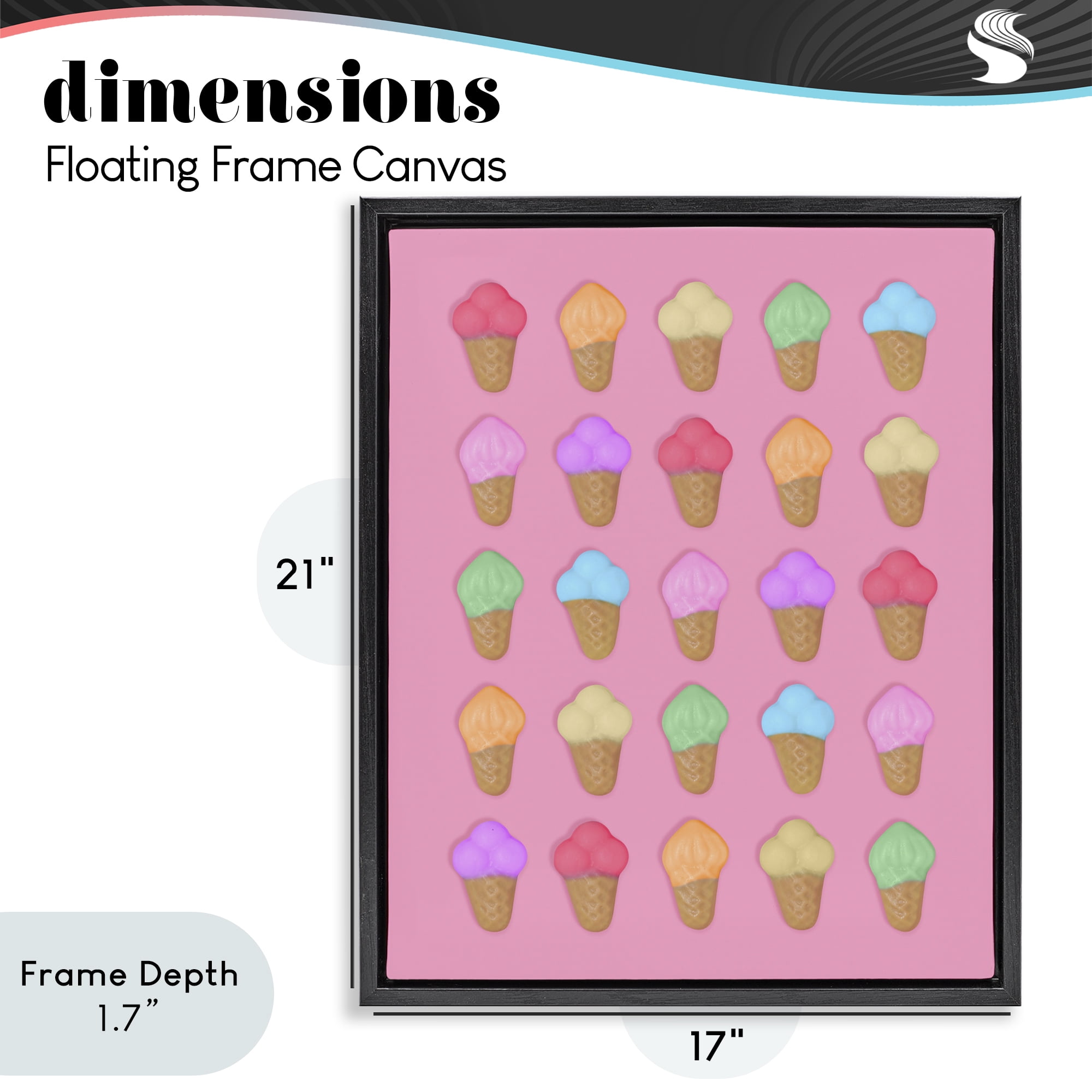 Stupell Industries Ice Cream Candies on Pink Black Framed Floater Canvas Wall Art, design by LISH Creative