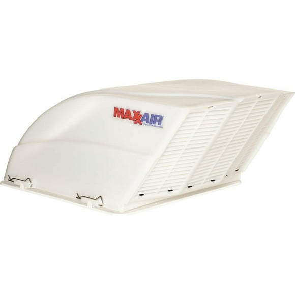 MaxxAir Ventilation Solutions Roof Vent Cover 00-955001 Fan/Mate; Exterior Mount; Dome Type Ventilation Cover; Vented On One Side; White; Polyethylene With UV Inhibitors