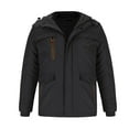 thumbnail image 3 of Ofreoo Men Casual Solid Thick Zipper Hooded Long Sleeved Warm Cotton Jacket Coat Christmas Gift, 3 of 9