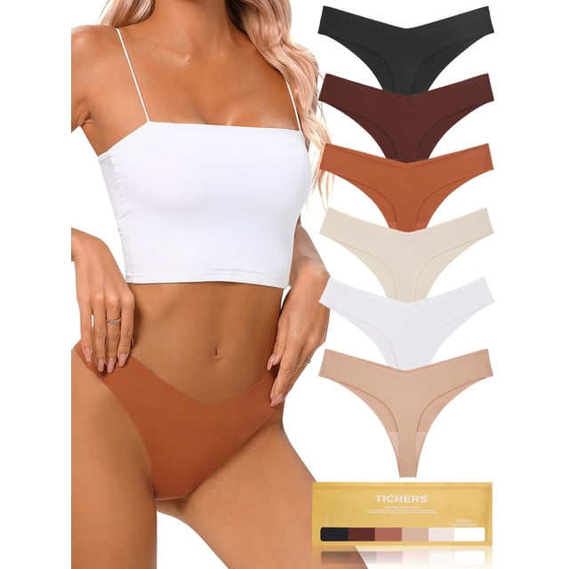 Tangas tichers Seamless para mujer, cintura en V, elástico, paquete de 6